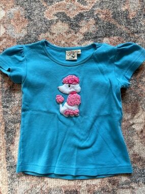 Luigi Blue Top with Pink Poodle Applique 4